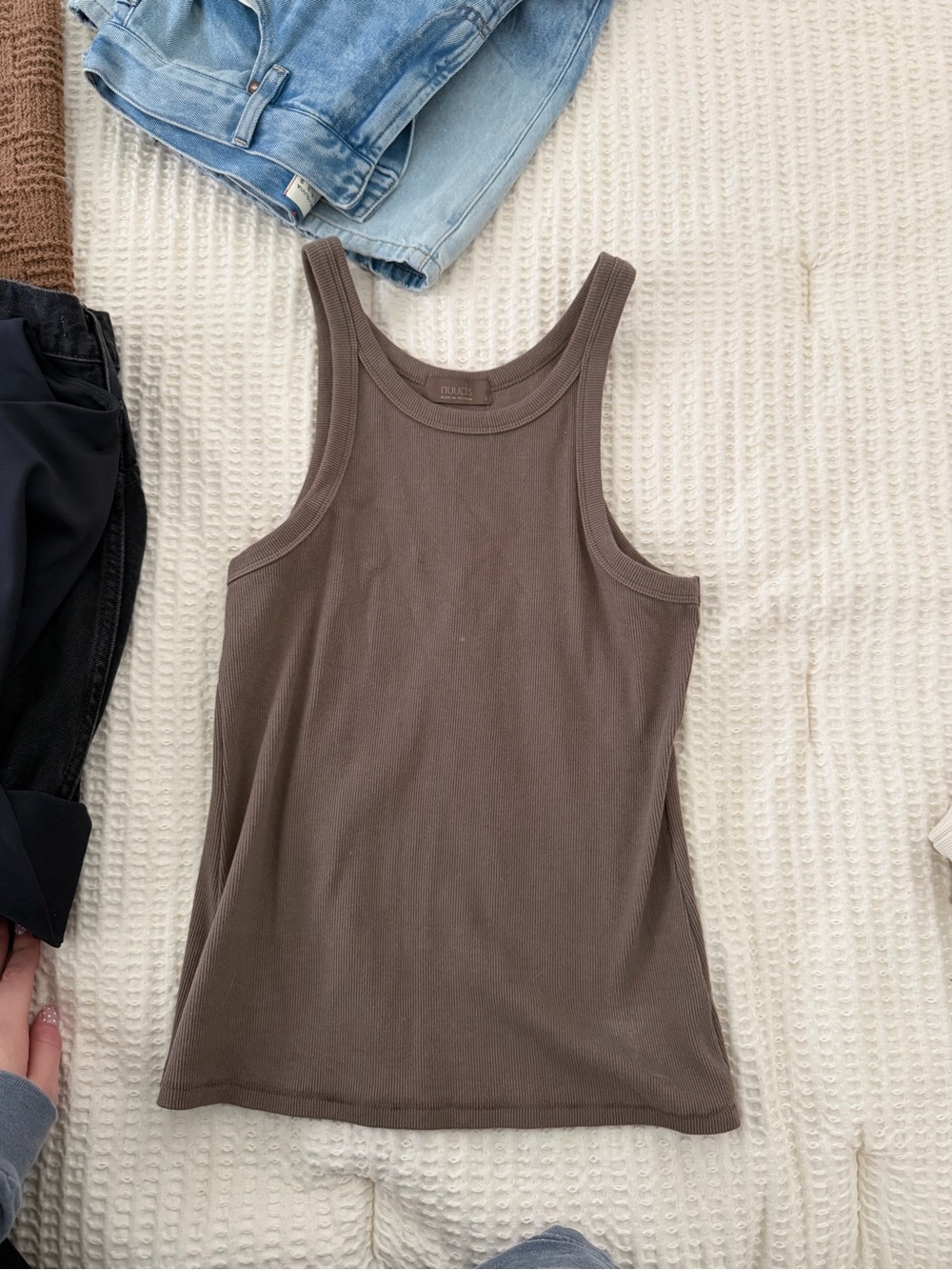 nuuds Ribbed Tank Top in Chocolate Brown
